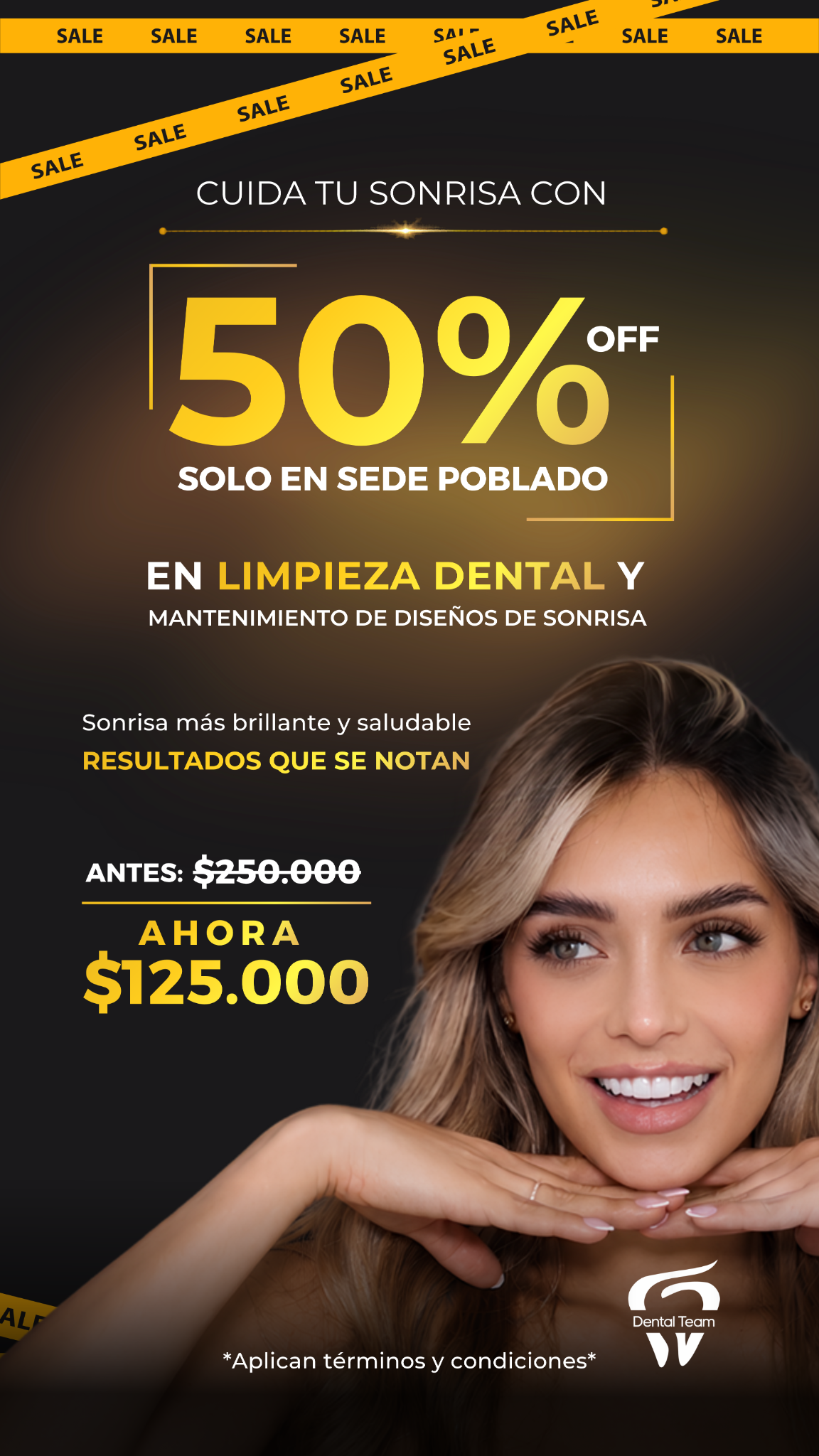 Promoción 50% OFF limpieza dental Dental Team Medellín